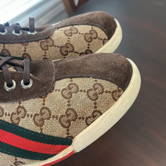 Gucci High Top Brown Canvas Sneaker Men’s Size 10 Authentic - Picture 13 of 16